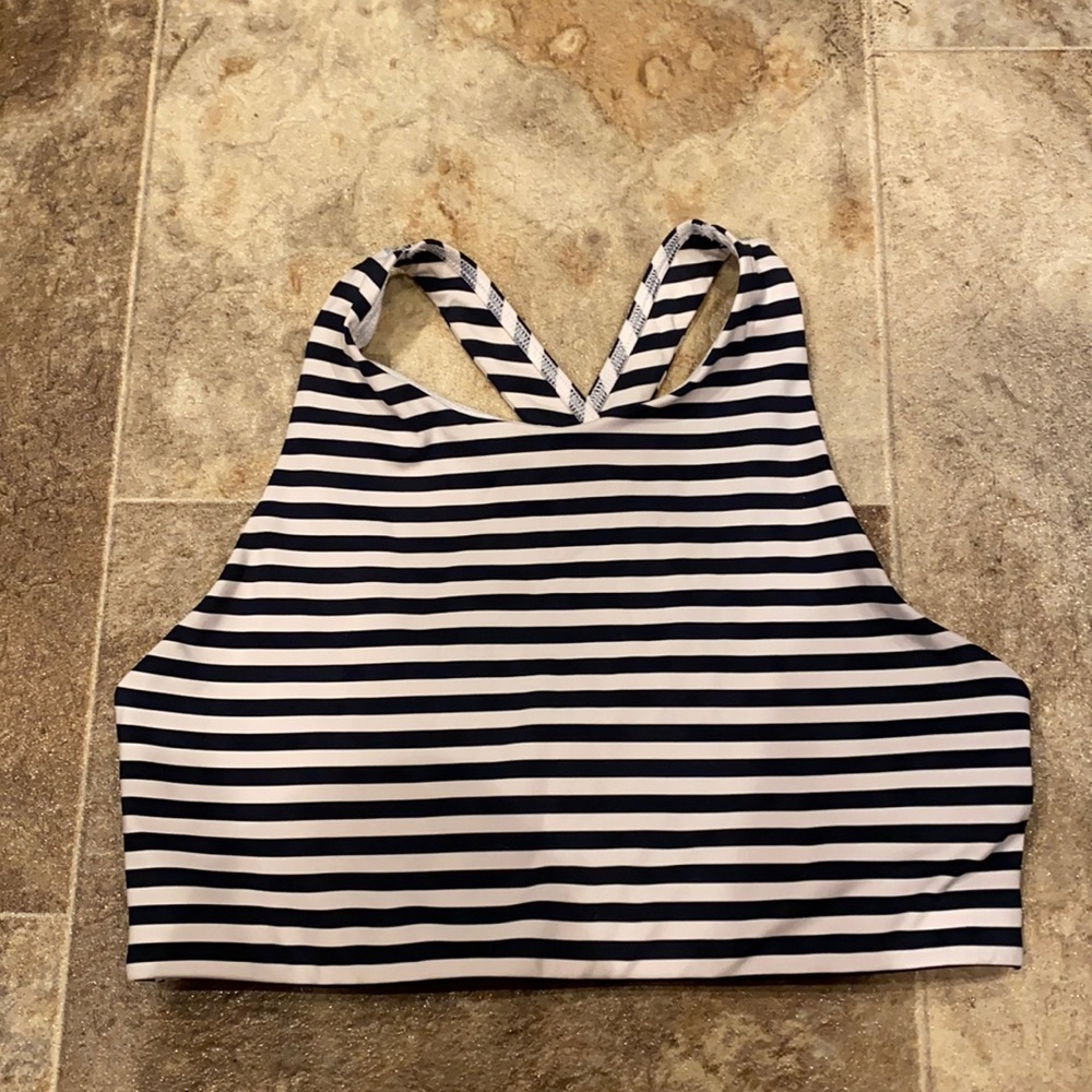 Athleta Navy White Stripe Bra, XS